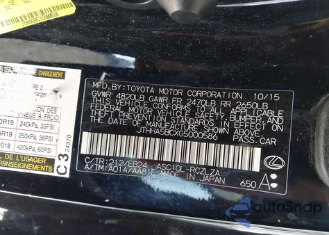 2016 Lexus Rc 200T from USA, damaged, VIN JTHHA5BCXG5000586